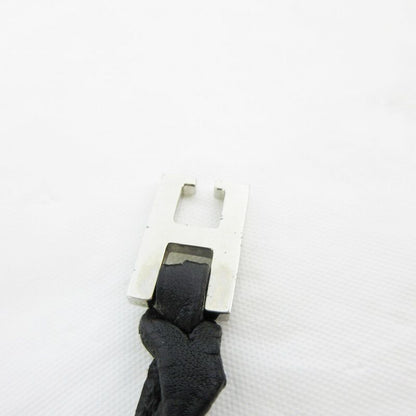 Hermes Tillet Double Leather Bracelet Logo Black Silver — view 4