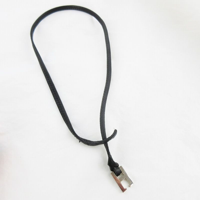 Hermes Tillet Double Leather Bracelet Logo Black Silver — view 5
