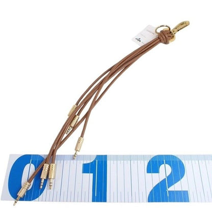 Loewe Bag Charm Brown Leather Audio Blue Motif Gold