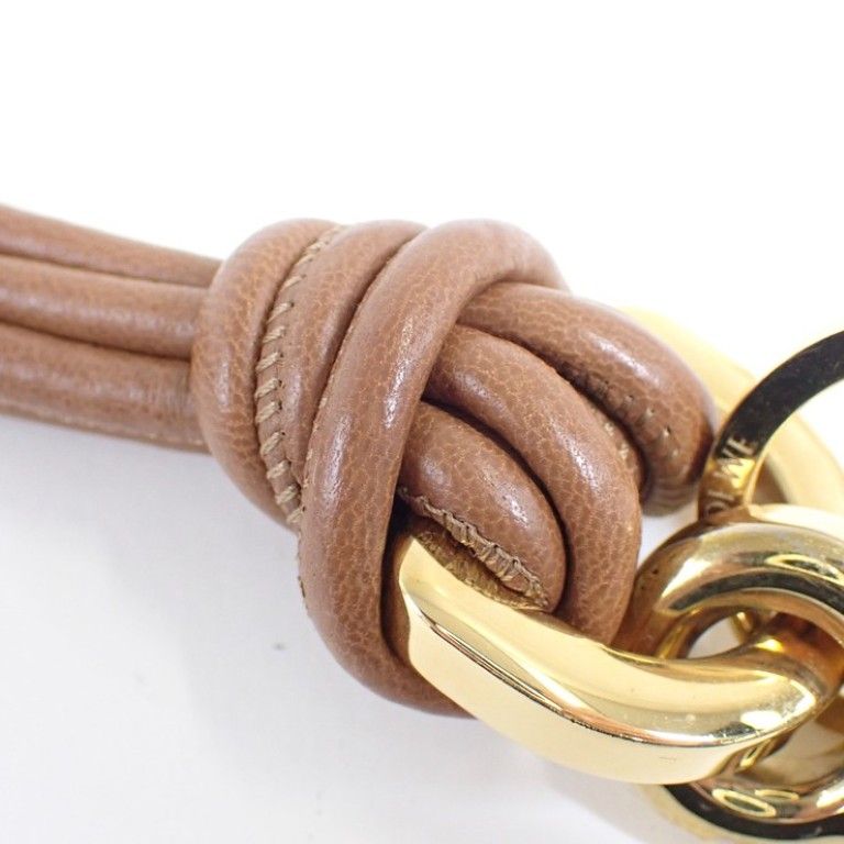Loewe Bag Charm Brown Leather Audio Blue Motif Gold — view 2