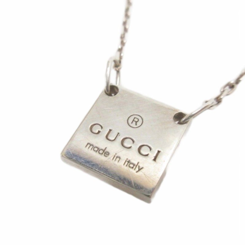 Gucci Logo Plate Necklace 925 Sterling Silver — view 3