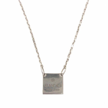 Gucci Logo Plate Necklace 925 Sterling Silver