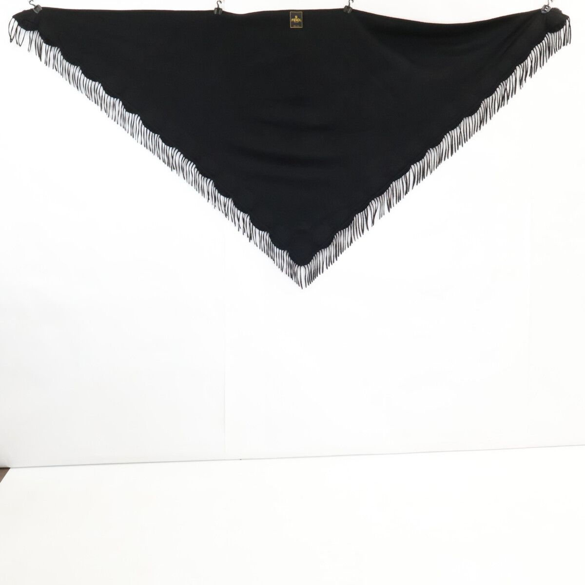 Fendi Cashmere Fringe Triangle Shawl Scarf — view 2