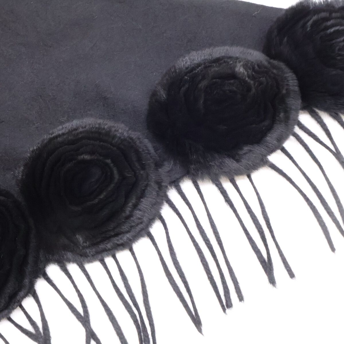 Fendi Cashmere Fringe Triangle Shawl Scarf — view 3
