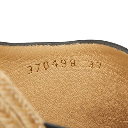 Gucci Wedge Sole Sandals 37 Beige Black Leather Wood — view 7