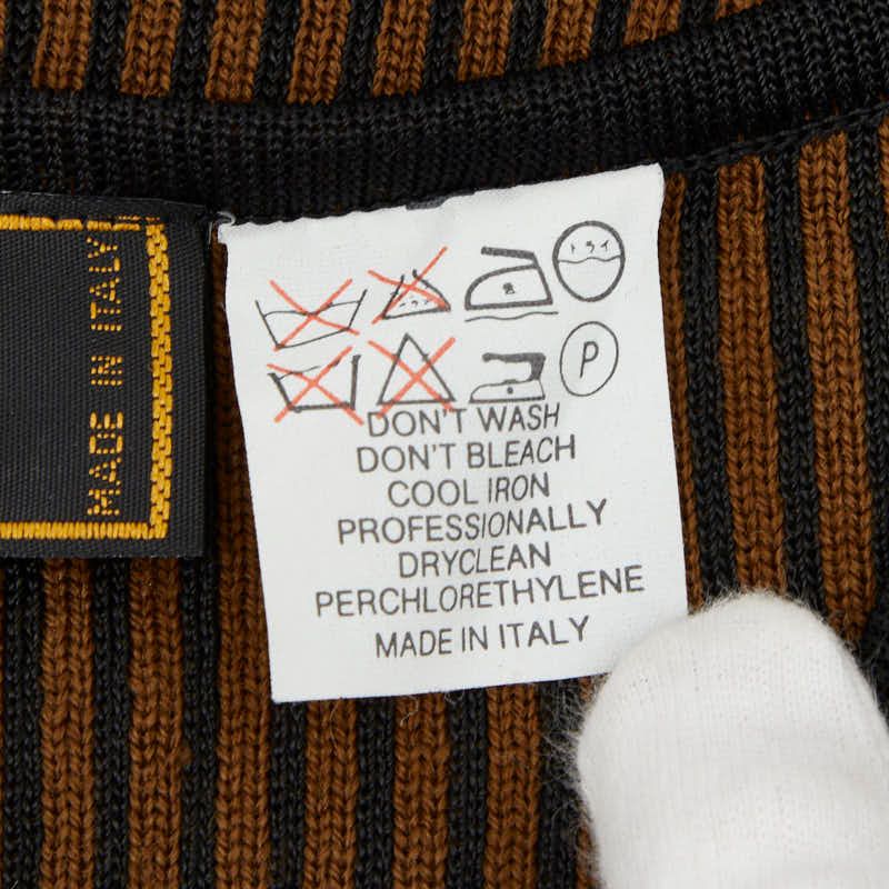 Fendi Short Sleeve Rib Knit T-Shirt 40 Black Brown Wool Rayon Viscose Sweater — view 5