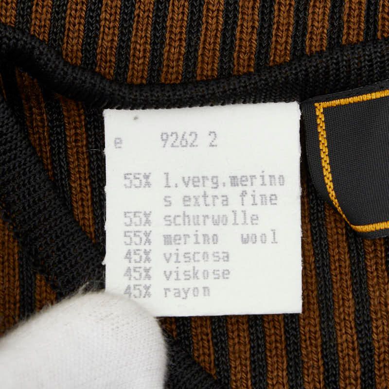Fendi Short Sleeve Rib Knit T-Shirt 40 Black Brown Wool Rayon Viscose Sweater — view 4