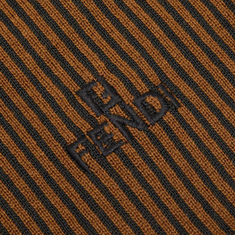 Fendi Short Sleeve Rib Knit T-Shirt 40 Black Brown Wool Rayon Viscose Sweater — view 3
