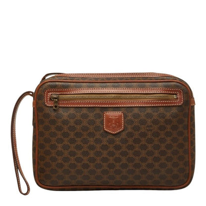 Celine Macadam Clutch Brown Leather