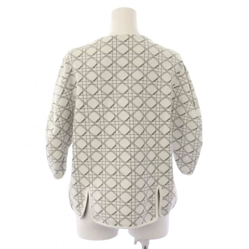 Dior Cannage Knit Top Short Sleeve 44 White Sweater — view 3