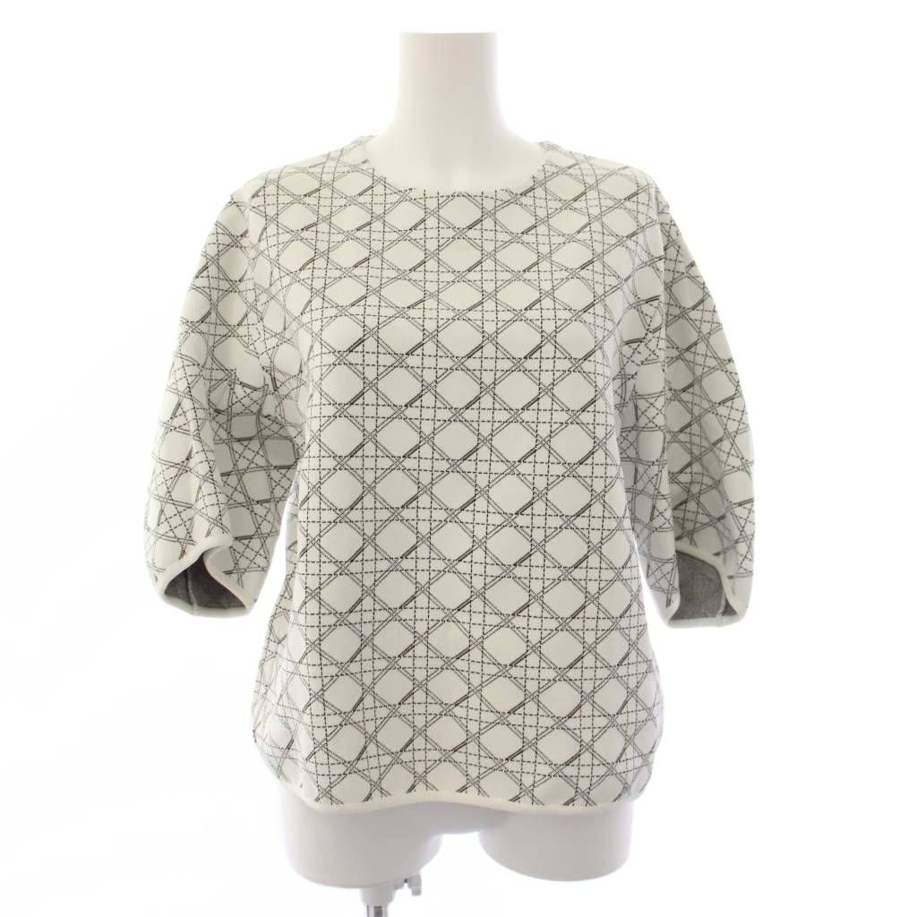 Dior Cannage Knit Top Short Sleeve 44 White Sweater