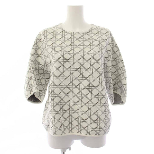 Dior Cannage Knit Top Short Sleeve 44 White Sweater