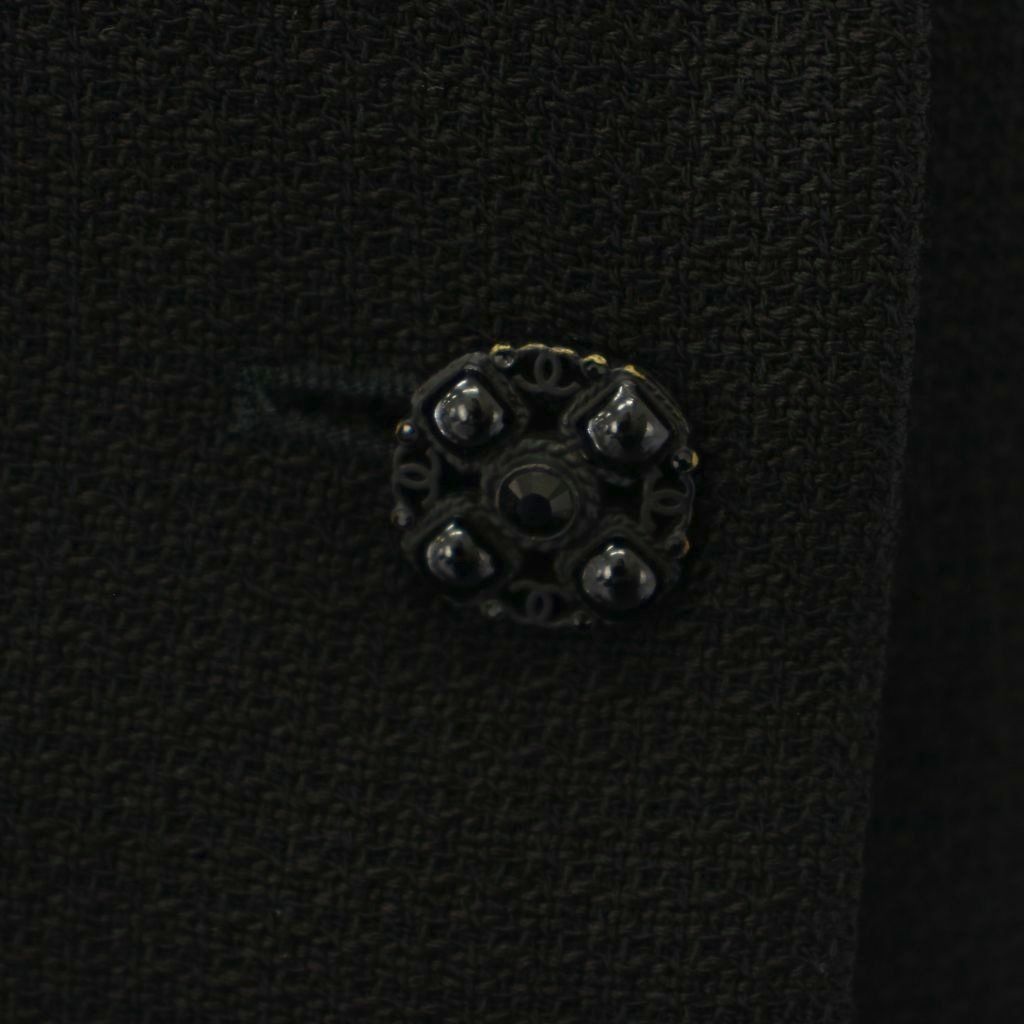 Chanel Suit Tailored Jacket Knee Length Skirt 34 38 Black — view 8