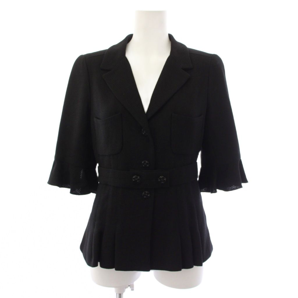 Chanel Suit Tailored Jacket Knee Length Skirt 34 38 Black — view 2