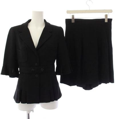 Chanel Suit Tailored Jacket Knee Length Skirt 34 38 Black