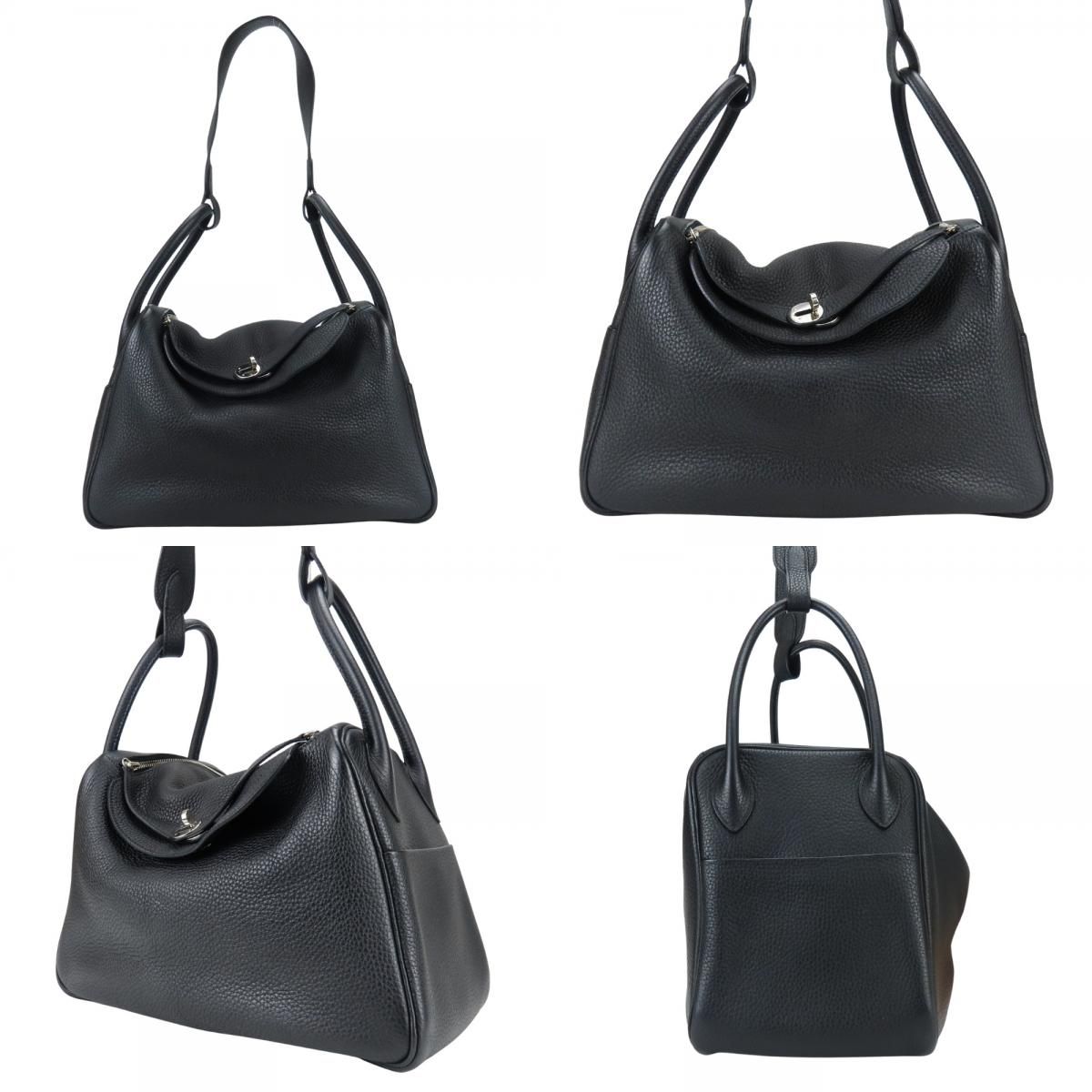 Hermes Handbag Lindy 34 Taurillon Clemence Black 2-Way Shoulder Simple