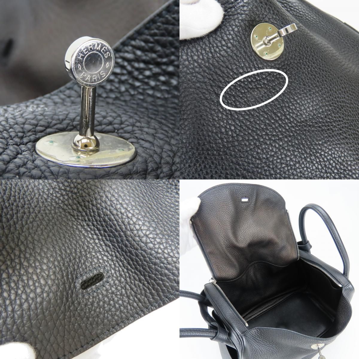 Hermes Handbag Lindy 34 Taurillon Clemence Black 2-Way Shoulder Simple — view 7