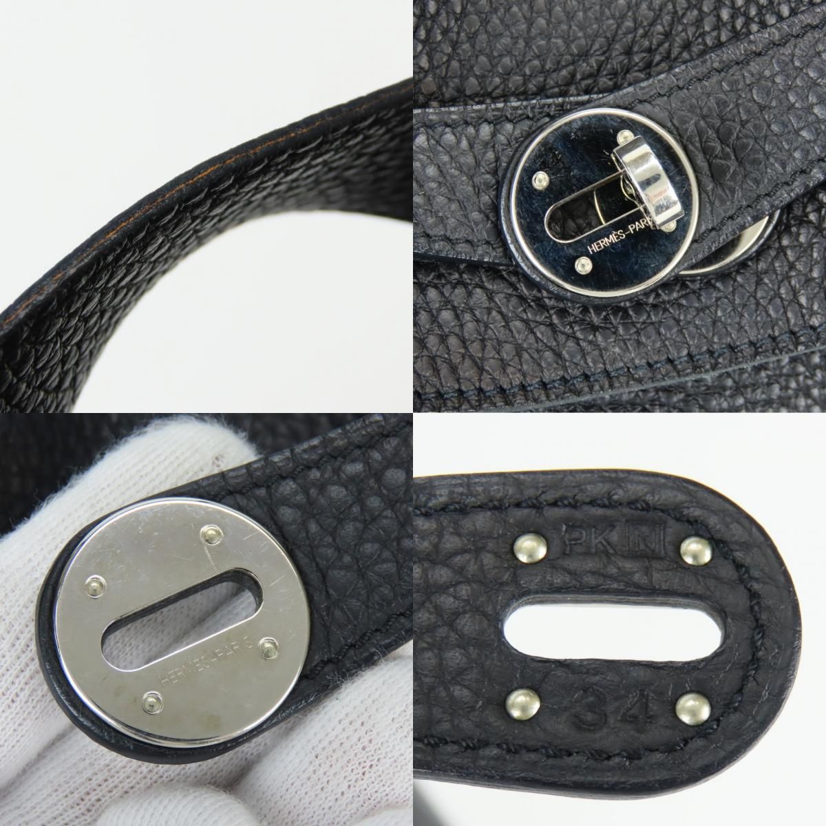 Hermes Handbag Lindy 34 Taurillon Clemence Black 2-Way Shoulder Simple — view 5