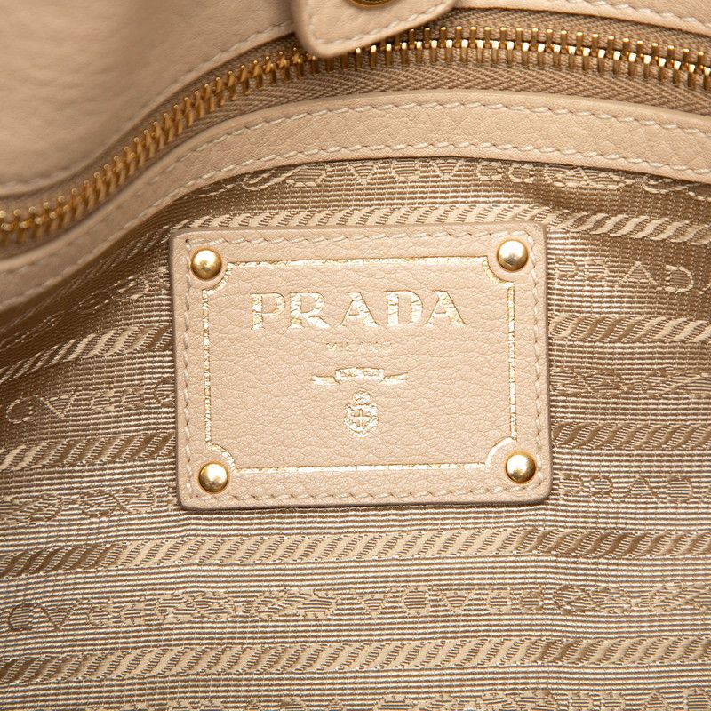 Prada Logo Tote Beige Leather — view 5