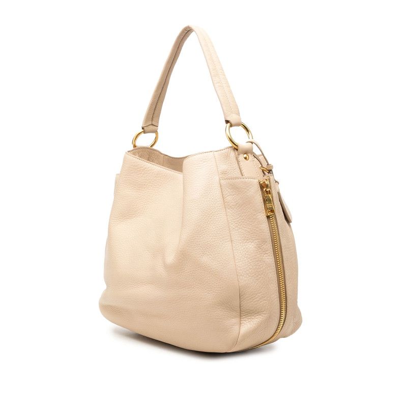 Prada Logo Tote Beige Leather — view 2
