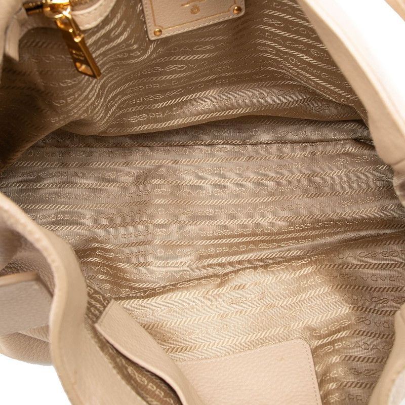 Prada Logo Tote Beige Leather — view 4