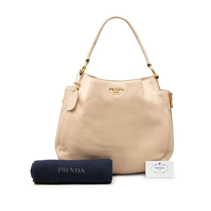 Prada Logo Tote Beige Leather — view 6