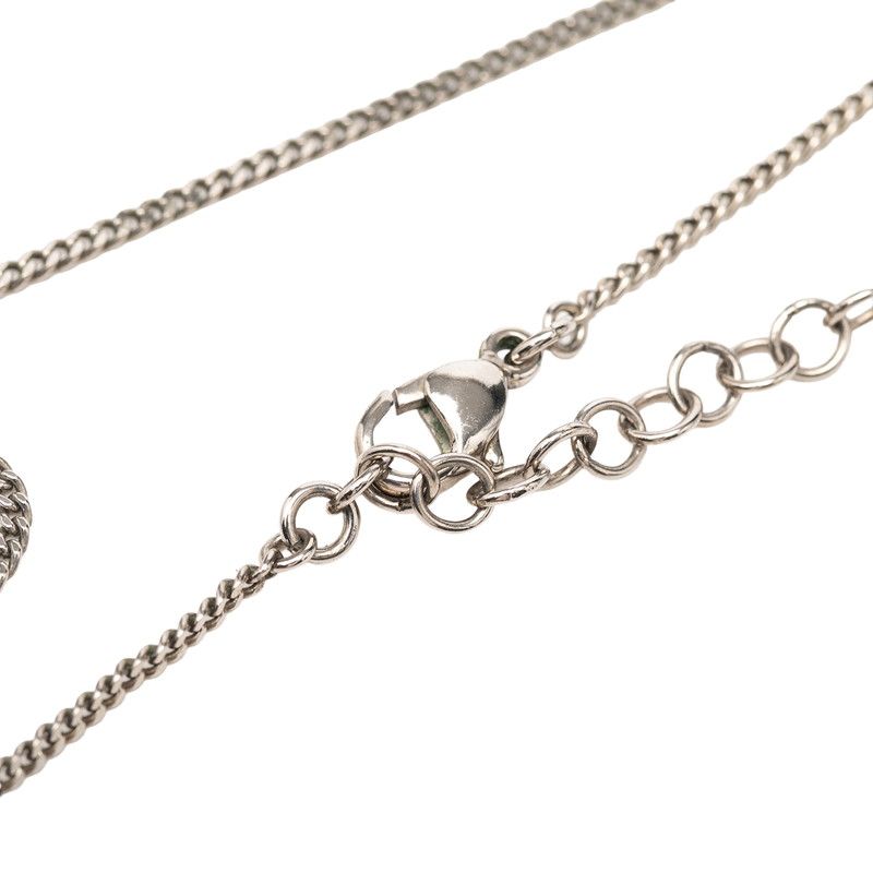 Chanel CC Logo Necklace Silver Metal Rhinestone — view 5