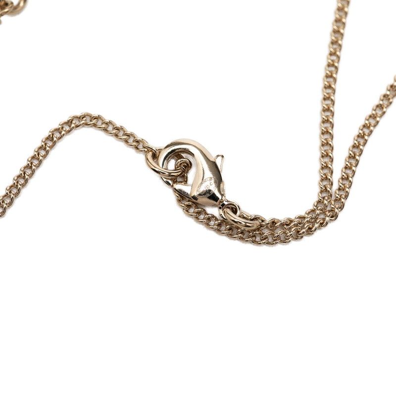 Chanel CC Logo Bambi Motif Necklace Gold Black Green Plated Faux Pearl Rhineston — view 4