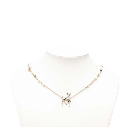 Chanel CC Logo Bambi Motif Necklace Gold Black Green Plated Faux Pearl Rhineston — view 5