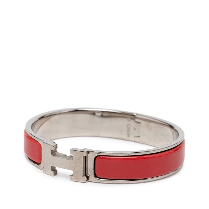 Hermes Click PM Bangle Silver Red Metal 1- Bracelet — view 2