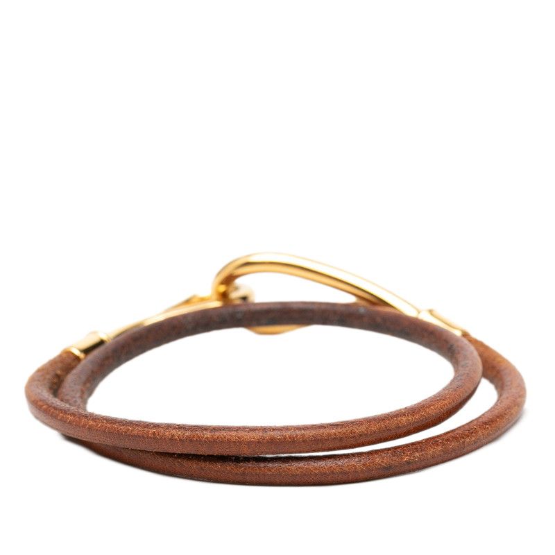 Hermes Jumbo Bracelet Brown Gold Leather Plated — view 3