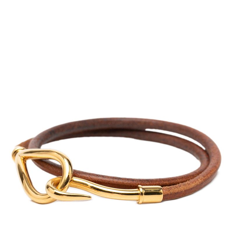 Hermes Jumbo Bracelet Brown Gold Leather Plated — view 2