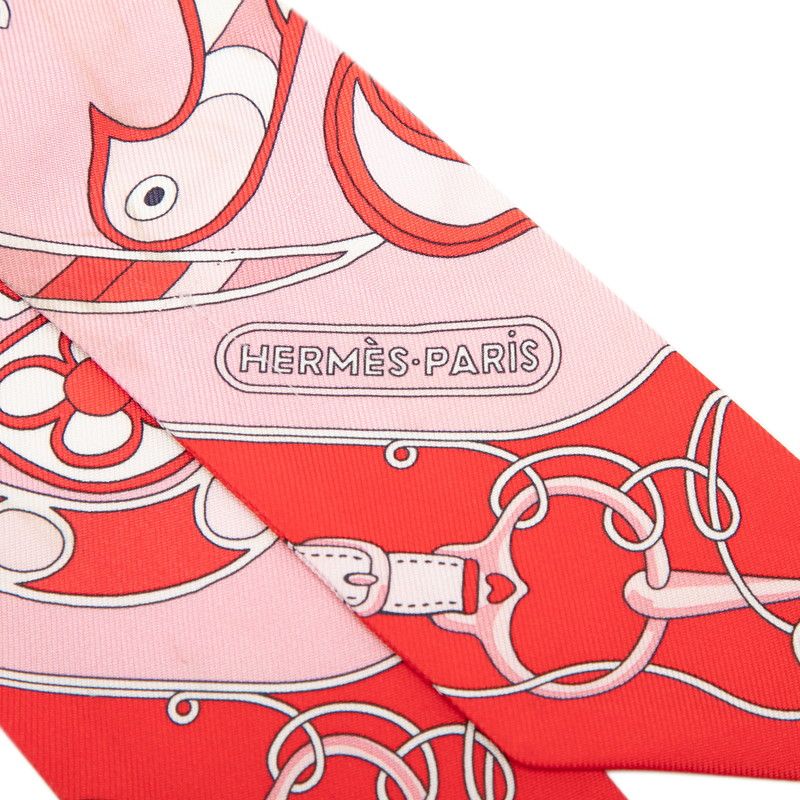 Hermes Twilly Folklore Ethnology Scarf New Tag Pink Silk — view 6