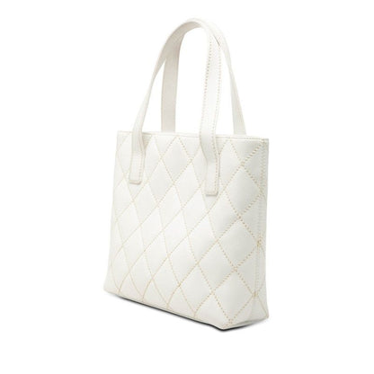 Chanel CC Logo Wild Stitch Tote White Leather — view 2