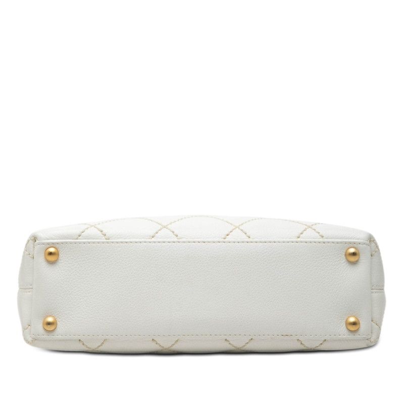 Chanel CC Logo Wild Stitch Tote White Leather — view 3