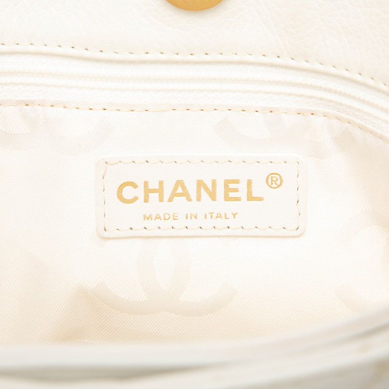 Chanel CC Logo Wild Stitch Tote White Leather — view 5