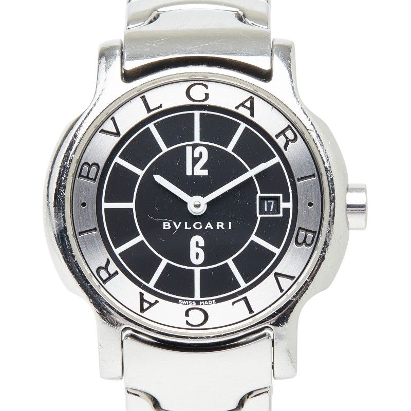 Bvlgari Solo Tempo Watch Black Silver Stainless Steel