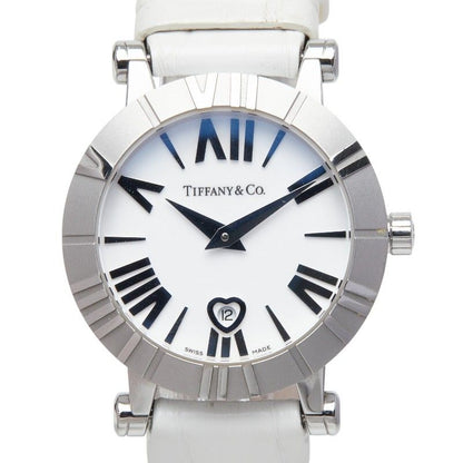 Tiffany & Co Atlas Heart Watch White Silver Stainless Steel Leather