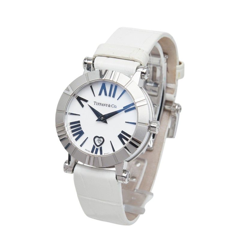 Tiffany & Co Atlas Heart Watch White Silver Stainless Steel Leather — view 2