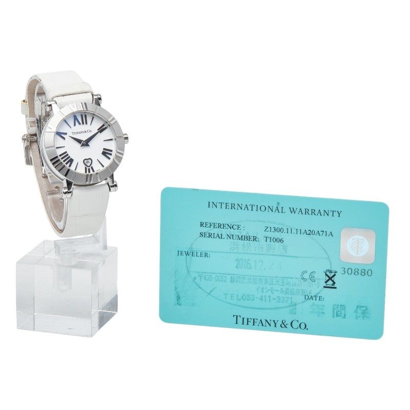 Tiffany & Co Atlas Heart Watch White Silver Stainless Steel Leather — view 9