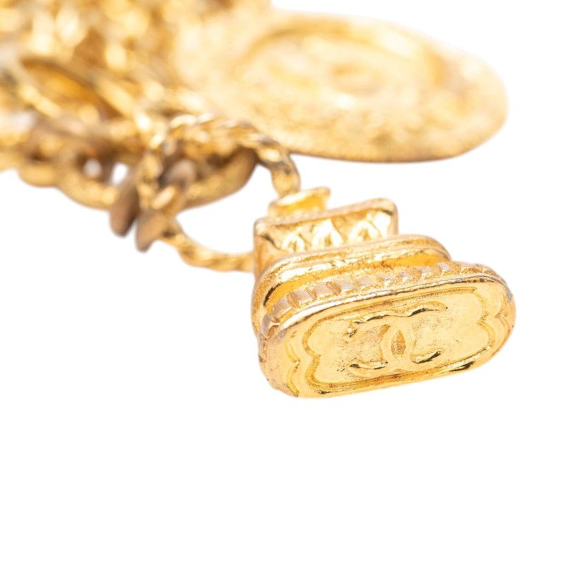 Chanel Vintage CC Logo Triple Strand Chain Bracelet Gold Plated — view 6