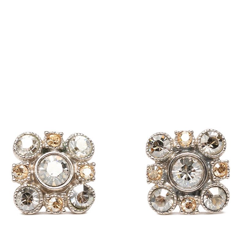 Chanel Bijou Earrings Silver Metal Rhinestone
