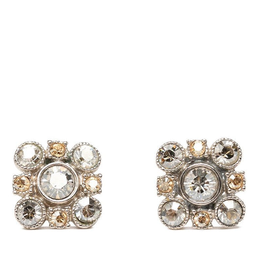 Chanel Bijou Earrings Silver Metal Rhinestone