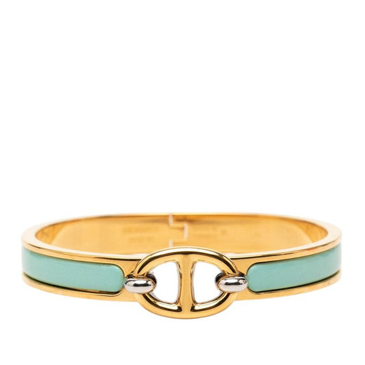 Hermes Mini Click Chaine D'ancre Bracelet Gold Silver Blue Plated Metal