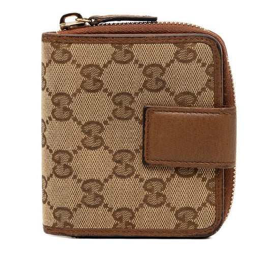 Gucci GG Canvas Bifold Wallet Beige Brown