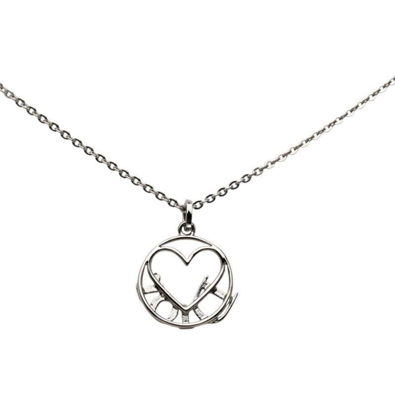 Dior Logo Heart Motif Pendant Silver Gray Metal — view 2