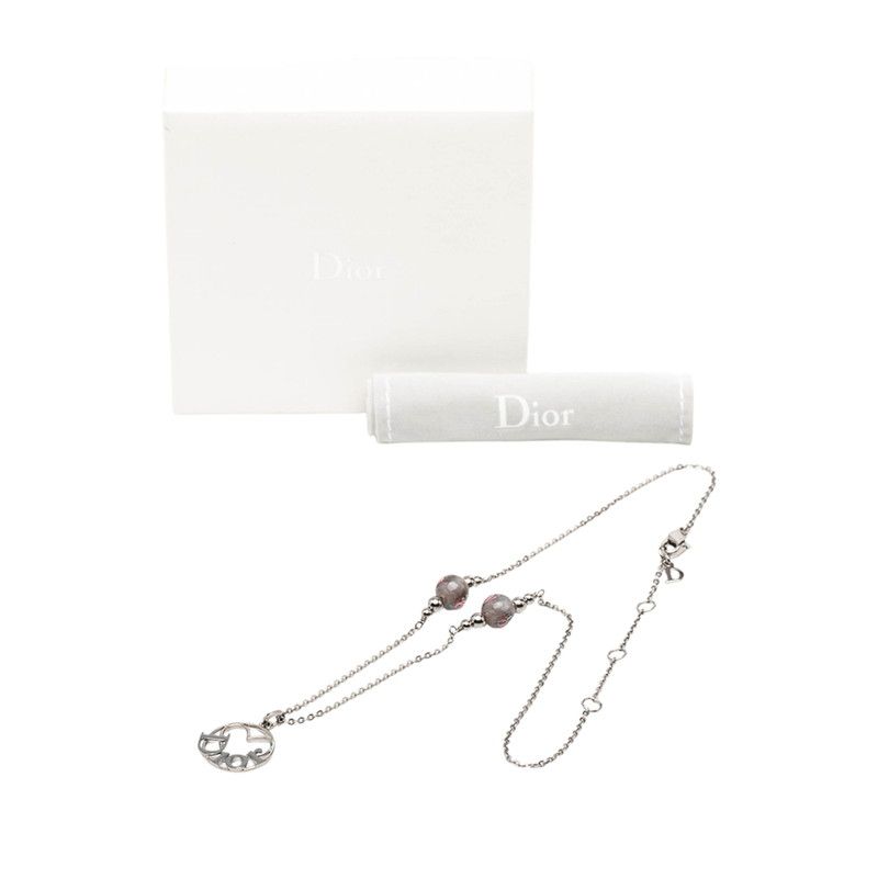 Dior Logo Heart Motif Pendant Silver Gray Metal — view 5