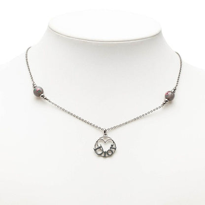 Dior Logo Heart Motif Pendant Silver Gray Metal — view 6