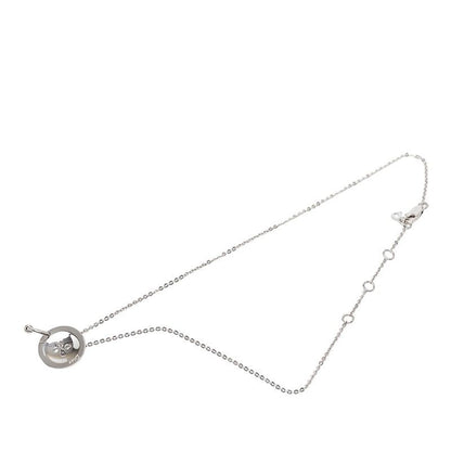 Dior Logo Button Motif Necklace Silver Metal