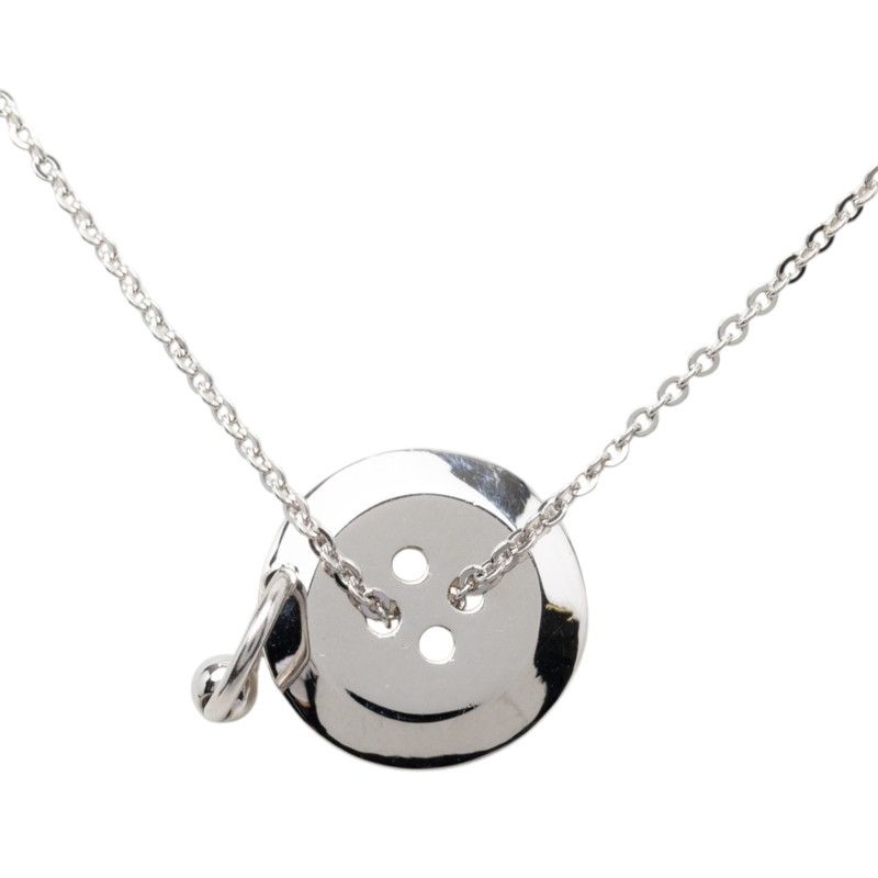 Dior Logo Button Motif Necklace Silver Metal — view 3